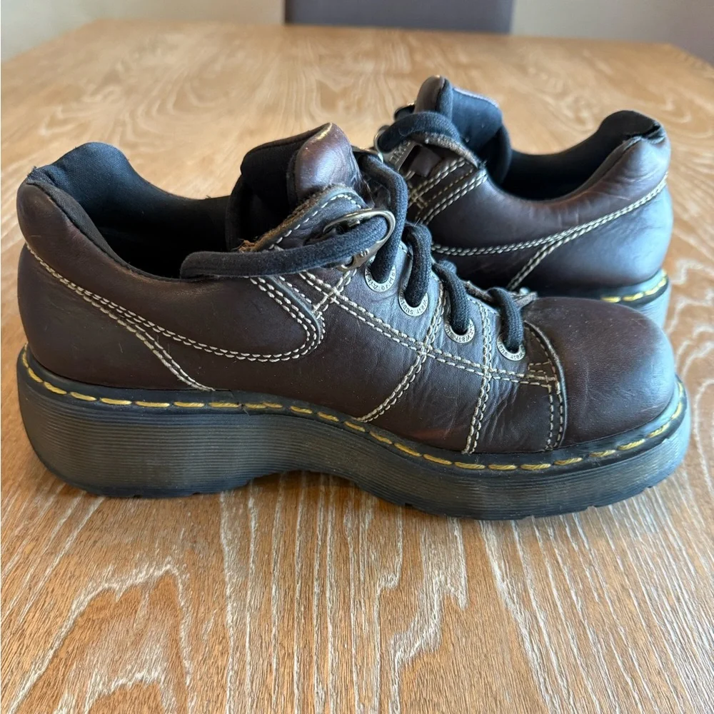 DR. MARTENS Vintage 9806 Brown Leather Chunky Oxford‎ Platform Y2K Women’s Sz 8